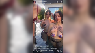 Julia Bruch With Burch Twins Topless In Pool Livestream Video