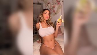 Lyna Perez Stripteasing And Stripping Nude Nipples While Sucking Banana Onlyfans Video