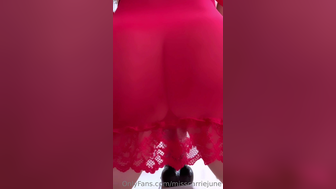 Misscarriejune In Red Lingerie Rides Huge Black Dildo In Pussy Leaked Onlyfans